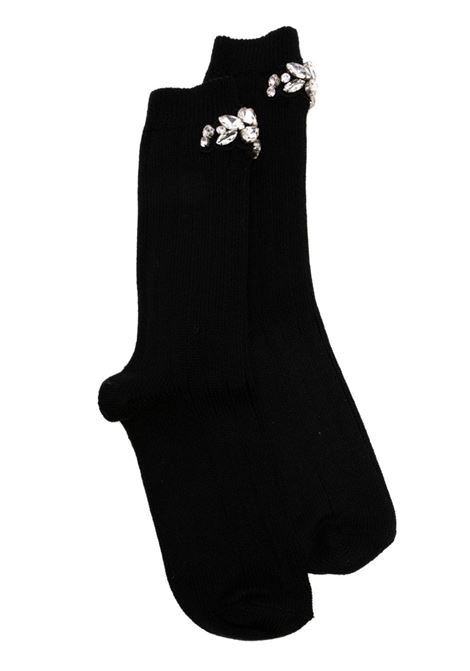 Black and silver Embellished socks Simone Rocha - women SIMONE ROCHA | Socks | SOCK54BLKCRYSTL